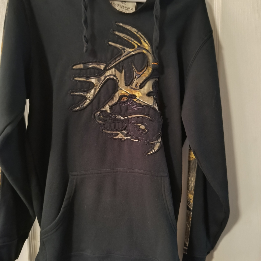 Men's Black Hoodie with Deer Antler Design